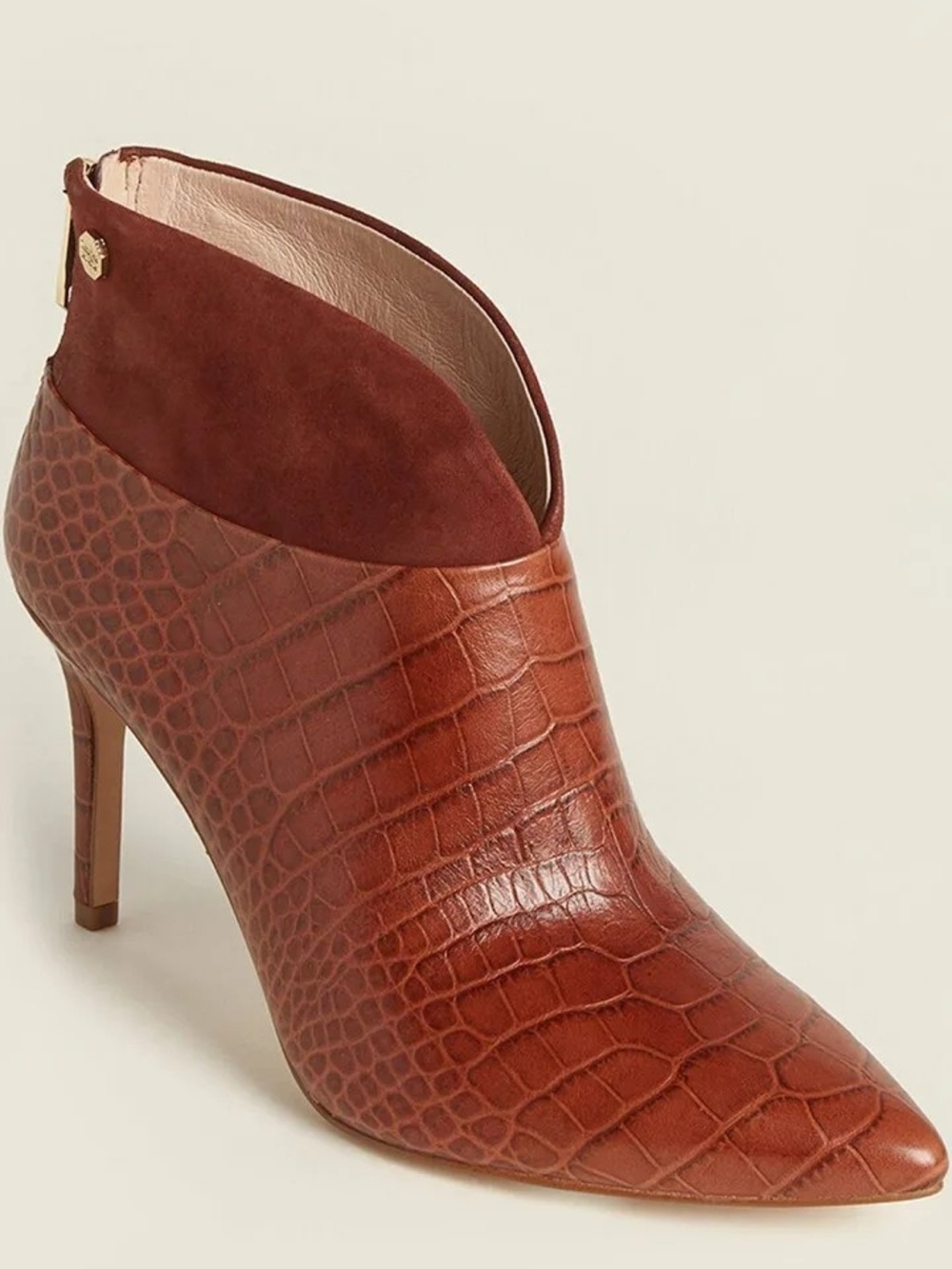 Louise et Cie Ladies Croc-Embossed Brown Ankle Booties Boots Shoes 6.5 M